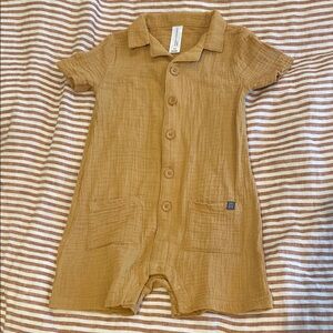 Modern Moments cotton gauze 24 month Baby Romper mustard ochre tan